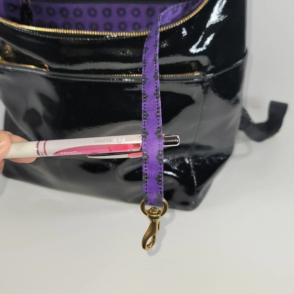 Eric Javits New York Black Patent Leather Backpack Gold Hardware NWT